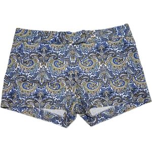 J Crew City Fit Paisley Print Shorts - Blue & Yellow Stretch Cotton - Size 4
